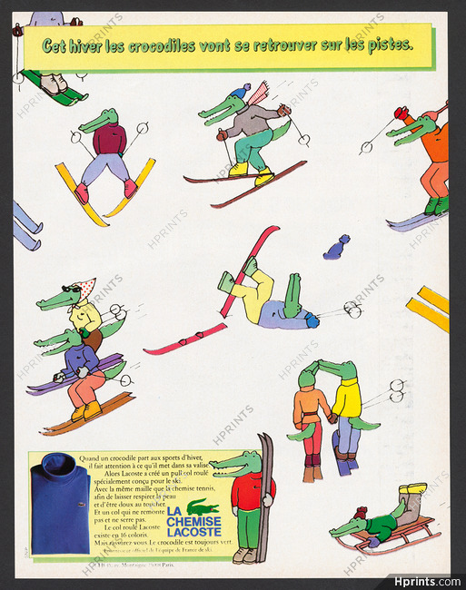Lacoste 1973 Skiing Crocodiles