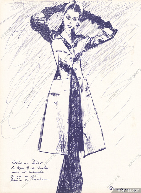 Christian Dior 1954 La Ligne H, Satin Ducharne, Pierre Mourgue