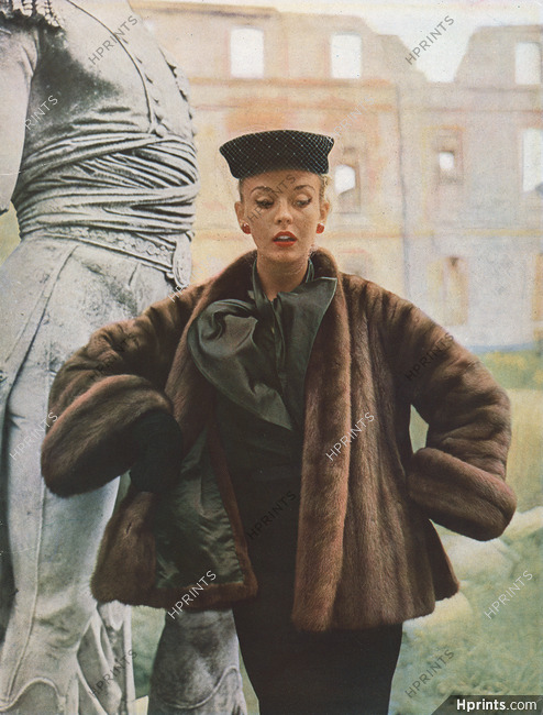 Christian Dior 1950 Le Vison Sauvage, Paletot, Photo Henry Clarke