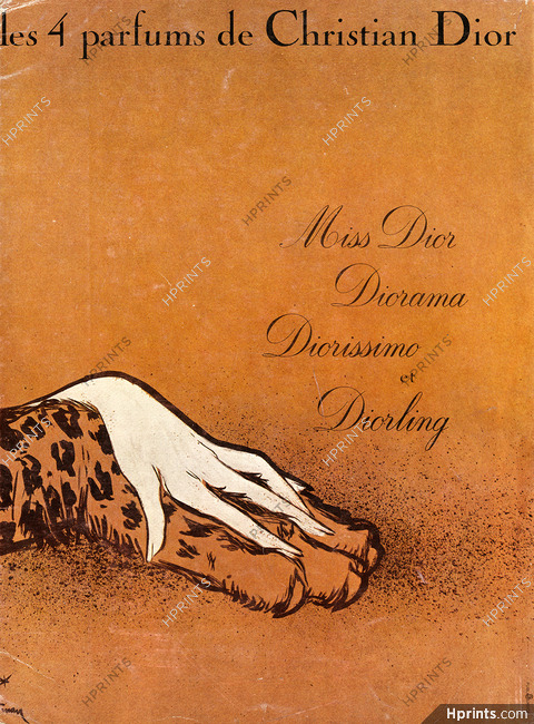 Christian Dior (Perfumes) 1965 Panther Paw, René Gruau (les 4 parfums)