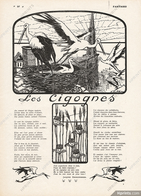 Les Cigognes, 1915 - Storks, A. Noël