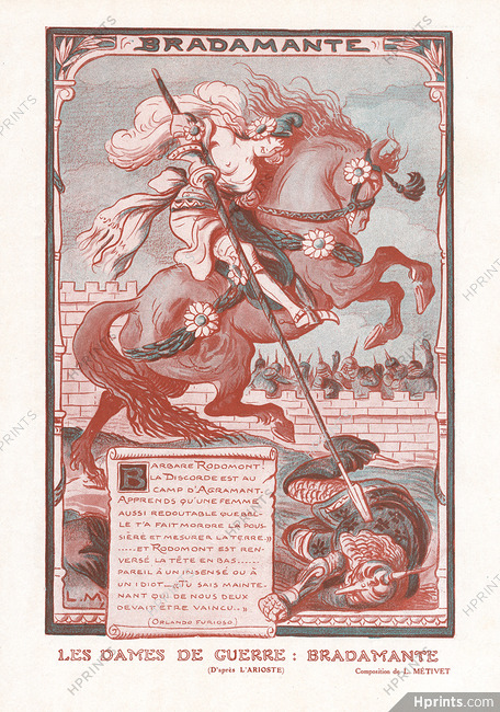 Lucien Métivet 1915 "Les Dames de Guerre" Bradamante, Magical lance