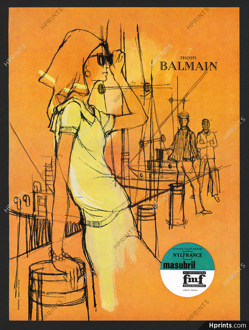 Balmain 1962 Tricots, H.R.Herz, Fashion Illustration