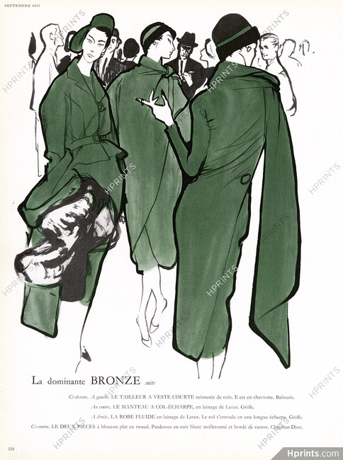Pierre Balmain, Jacques Griffe 1957 René Gruau, Tailleur, Manteau, Robe
