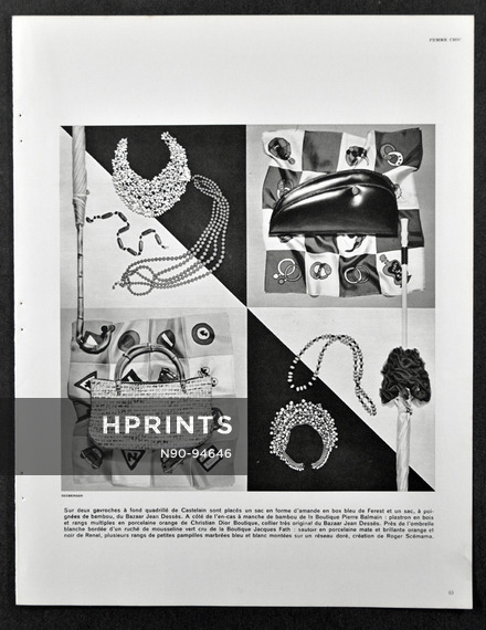 Vitrines de Paris 1956 Castelain, Dior, Fath, Ferest Handbag