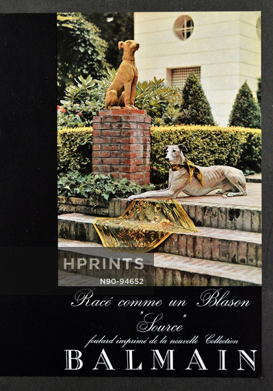 Balmain (Fashion Goods) 1960 Scarf, Sighthound, Photo Ramon