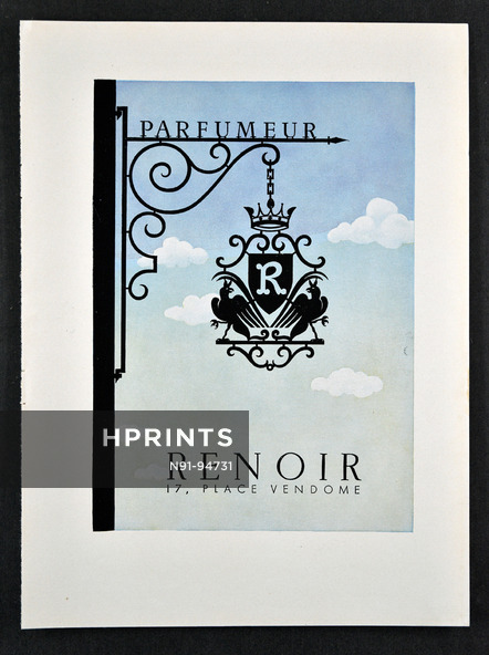 Renoir (Perfumes) 1943 Parfumeur 17, Place Vendôme, Paris