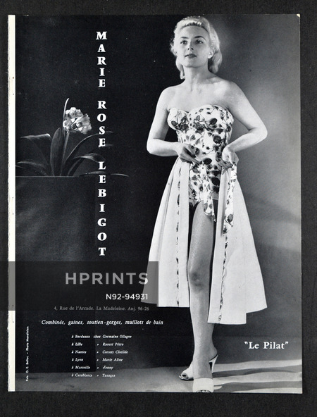 Marie-Rose Lebigot (Swimwear) 1956 Modèle "Le Pilat", Photo Mandinian