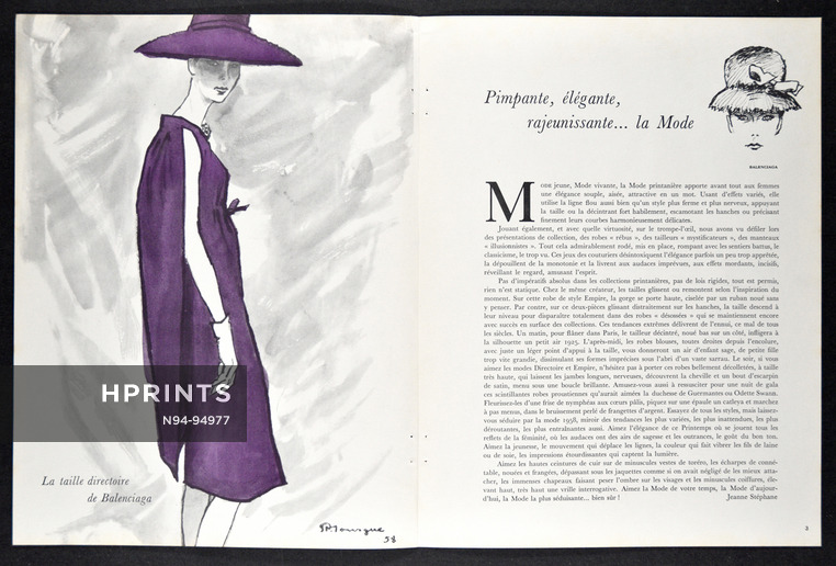 Balenciaga 1958 Taille Directoire, Pierre Mourgue, 4 pages, 4 pages