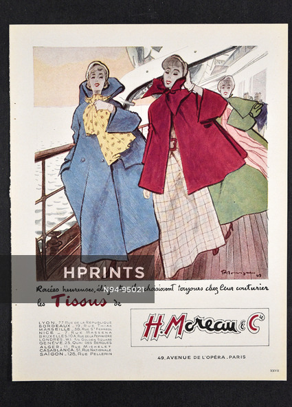 H. Moreau & Cie (Textile) 1949 Mourgue, Transatlantic Liner