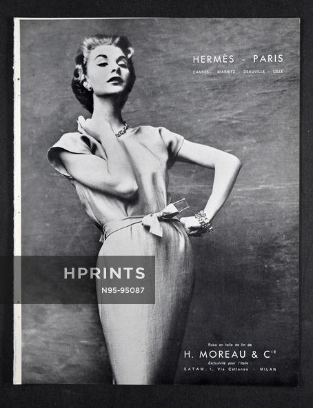 Hermès (Couture) 1956 Robe en toile de lin, Moreau & Cie