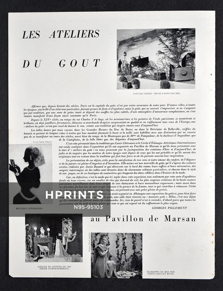 Les Ateliers du Goût au Pavillon de Marsan 1948 Voiture Versée d'Annie Beaumel, Mellerio dits Meller, Dubois-Dugrenot, Gloriette du Bon Ton