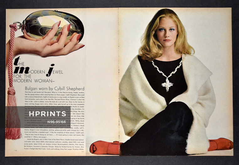The Modern Jewel for the Modern Woman, 1972 - Bulgari Worn by Cybill Shepperd, Photo Irving Penn