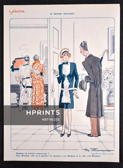Le Monde Renversé, 1928 - Henry Fournier circa Lady wearing man's clothes