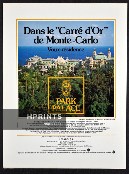 Park Palace (Hotel) 1979 Carré d'Or de Monte Carlo, Casino