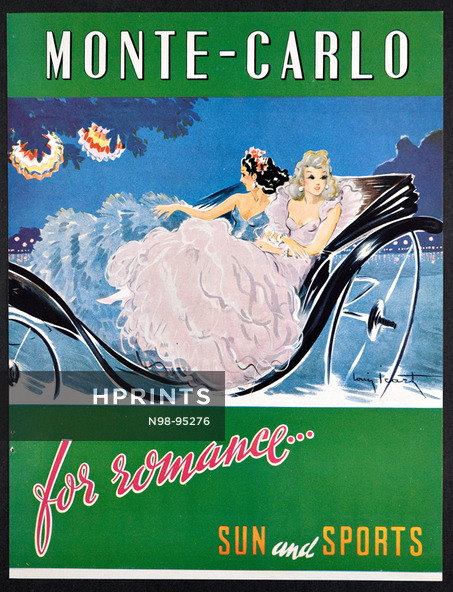 Monte Carlo (City) 1948 For Romance... Sun and Sports, Calash, Louis Icart