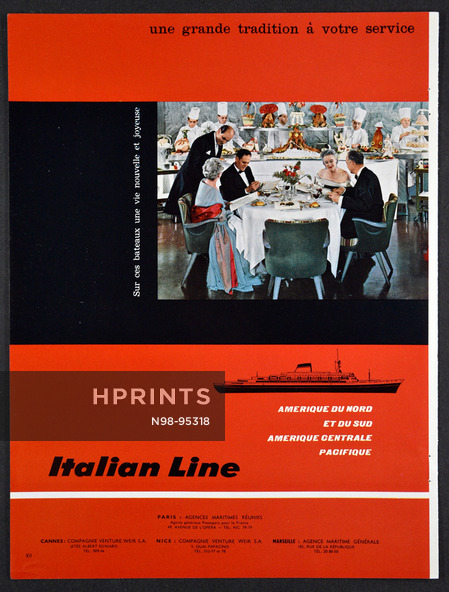 Italian Line (Ship Company) 1958