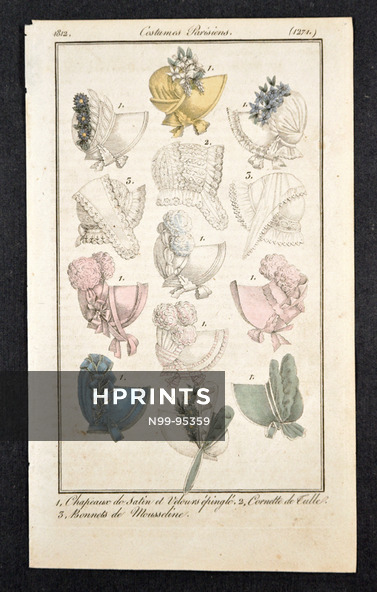 Le Journal des Dames et des Modes 1812 Costume Parisien N°1271 Hats