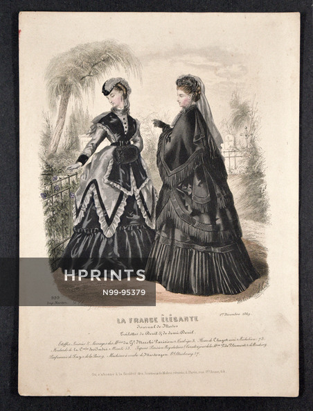 La France Élégante 1869 Héloïse Leloir, Toilettes de deuil, Fashion Plate