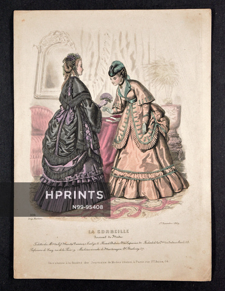La Corbeille 1869 Héloïse Leloir n°994 hand colored fashion plate