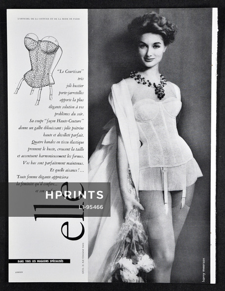 Elle (Lingerie) 1957 Bustier porte-jarretelles, Garter Belts, Photo Harry Meerson