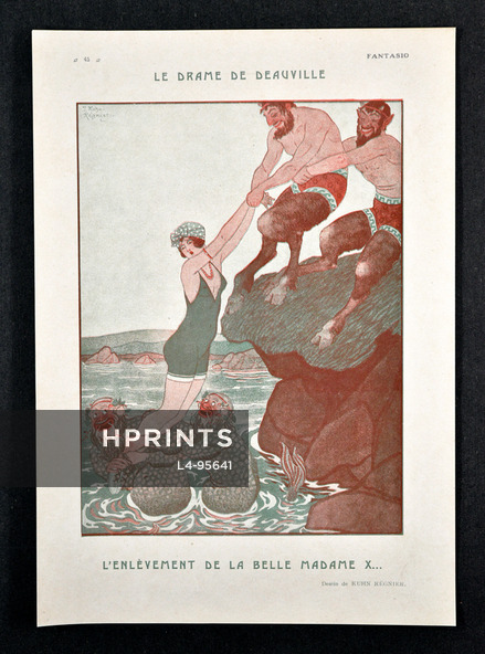 Le Drame de Deauville — L'Enlèvement de la Belle Madame X, 1922 - Kuhn-Régnier Bathing Beauty, Sea Men and Fauns