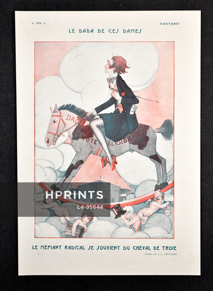 Le Dada de ces Dames, 1922 - Julien Jacques Leclerc Droite de Vote aux Femmes, Rocking horse