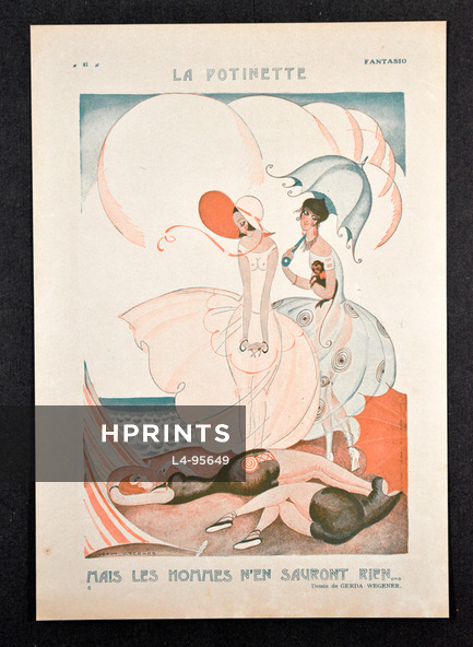 La Potinette, 1921 - Gerda Wegener Bathing Beauties, Elegant Parisienne, Monkey Pet