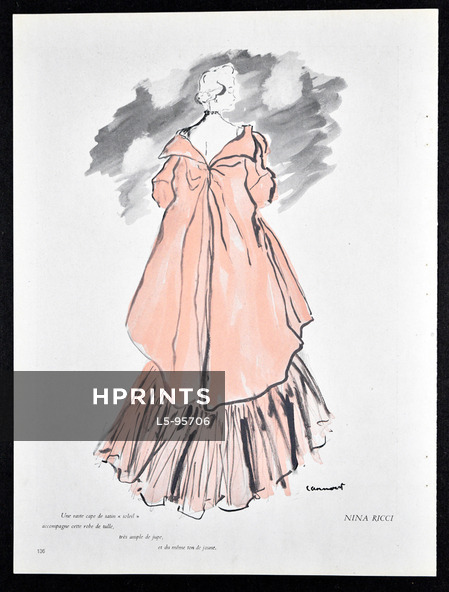 Nina Ricci 1949 Cape de satin, robe de tulle ample, Jean-Baptiste Caumont