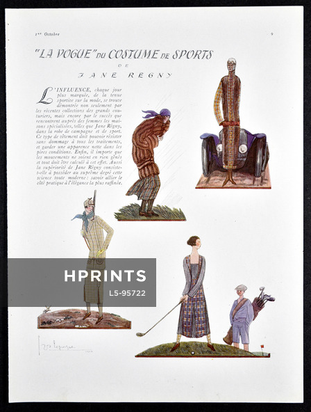 La Vogue du Costume de Sports de Jane Regny, 1924 - Sports Fashion, Golf, Hunting... Georges Lepape