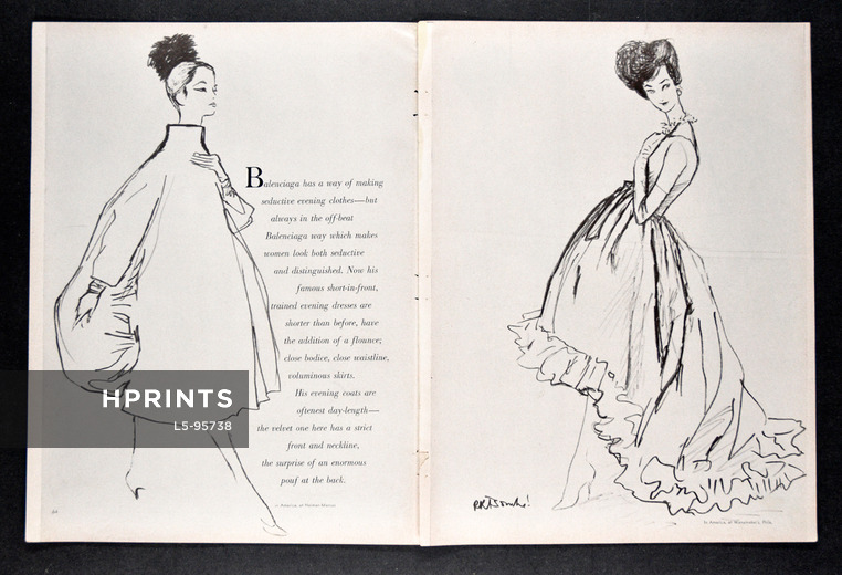 Balenciaga, Givenchy (back) 1957 René Bouché, 4 pages, 4 pages