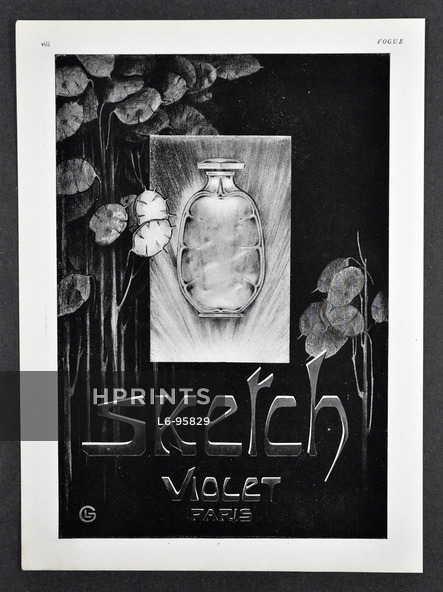 Violet (Perfumes) 1924 Sketch, Art Nouveau Style