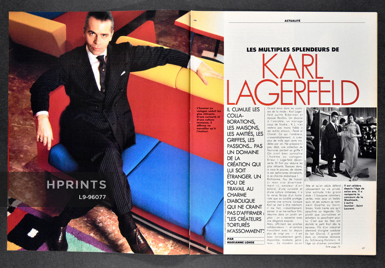 Karl Lagerfeld, 1987 - Article, 3 pages