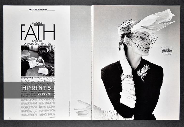 Jacques Fath — Pour lui, la mode était une fête, 1987 - Photo Willy Maywald, 8 pages