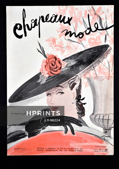 Le Monnier (Millinery) 1939 René Gruau, Cover