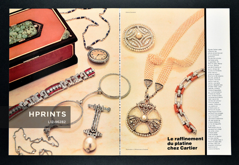 Le raffinement du platine chez Cartier, 1982 - Art Deco Jewels, Photo Antonio Guccione, 4 pages, 4 pages