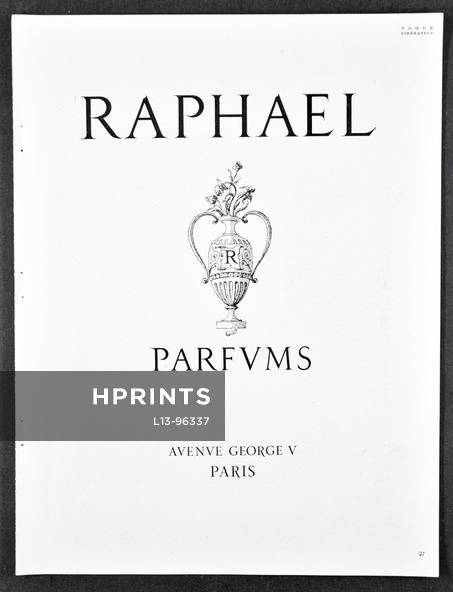 Raphaël (Perfumes) 1945 Vogue Libération
