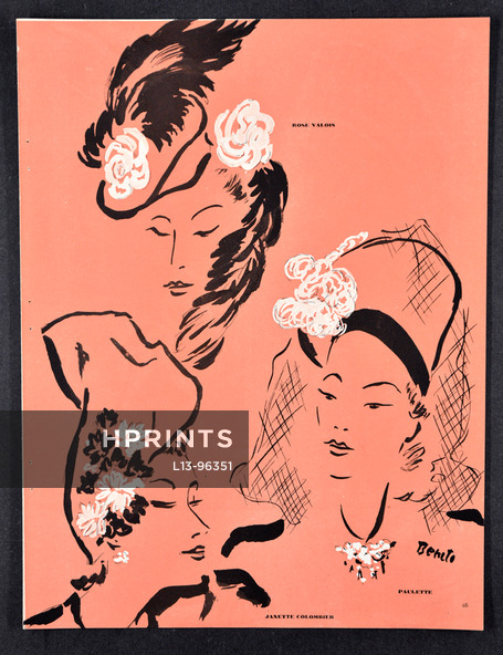 Benito 1945 Vogue Libération, Rose Valois, Janette Colombier, Paulette..., 4 pages