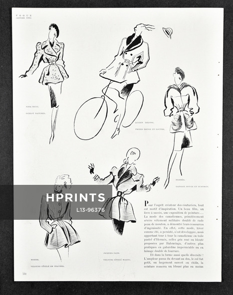 Raymond de Lavererie 1945 Nina Ricci, Lucien Lelong, Hermès, Worth, Jacques Fath