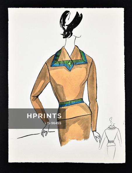 Bassia 1960 Original Fashion Drawing, Knitwear