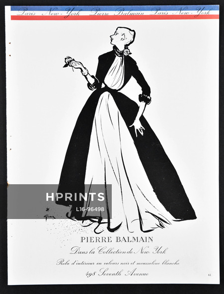 Pierre Balmain 1953 René Gruau, Collection New York, Housecoat