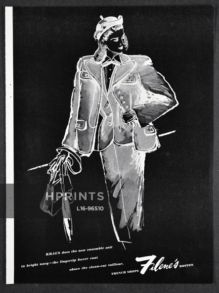 Kraus 1947 Filene's, Boston, Fashion Illustration