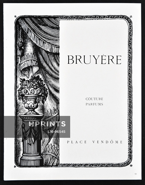 Bruyère (Couture & Perfumes) 1949 Address Place Vendôme