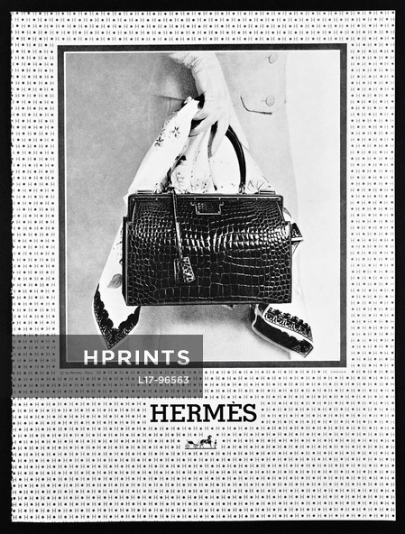 Hermès (Handbags) 1962 Crocodile, Scarf (b&w)