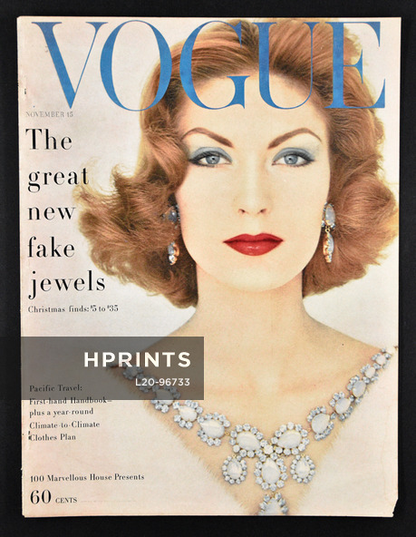 Vogue (USA) 1957 November 15, Miriam Haskell Jewels, Cover Only, Photo Leombruno-Bodi