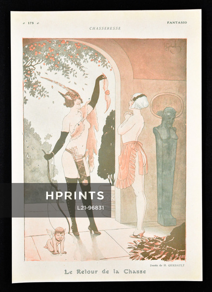 Le Retour de la Chasse, 1916 - Henry Gerbault Sexy Huntress, Faun