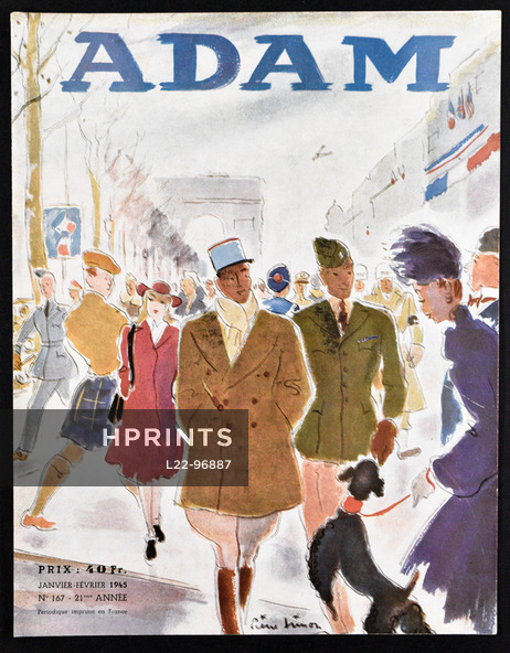 Adam (Cover) 1945 Janvier, Pierre Simon, Soldiers on the Champs-Elysées, World War II Liberation
