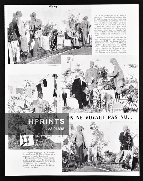 Exposition "On ne voyage pas nu" 1952 Grands Tailleurs de Paris, Annie Beaumel, Photos Armont