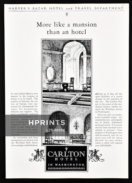 Carlton Hotel in Washington 1927