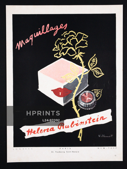 Helena Rubinstein 1949 Bernard Villemot, Maquillages, Lipstick